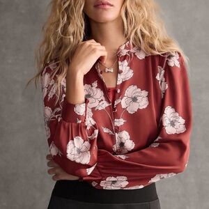 Cabi Floral Red Blouse